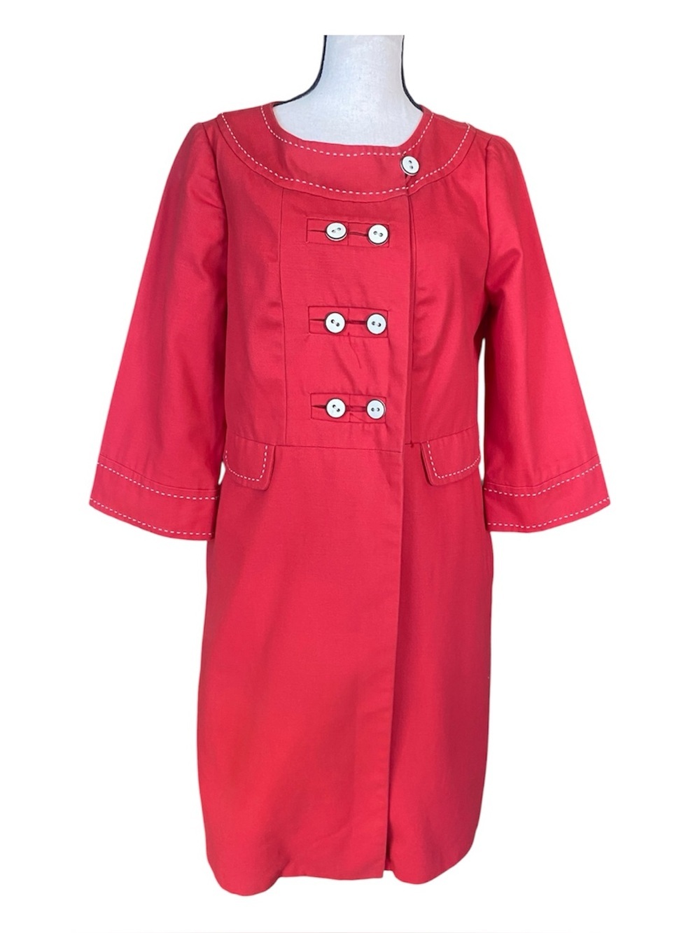 Penguin by Munsingwear Red Trench Coat Jacket P\S Retro Mod Swing Coat